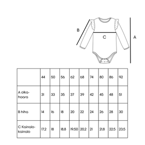 KUPPIKAKKU - Vauvan bodyn ompelukaava koot 44-92, PDF