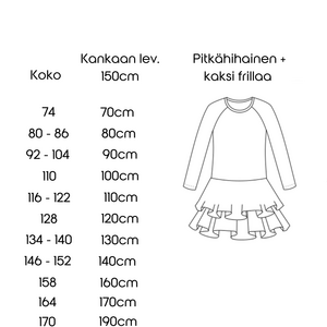 FRILLAHELMA -lasten mekon ompelukaava koot 74-140