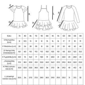 FRILLAHELMA - Lasten mekon ompelukaava koot 74-140, PDF