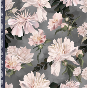 Blossom garden, pastel grey -trikoo 200cm PALA