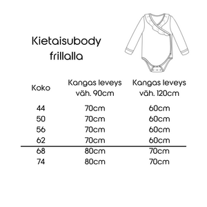 KUPPIKAKKU - vauvan bodyn ompelukaava koot 44-92