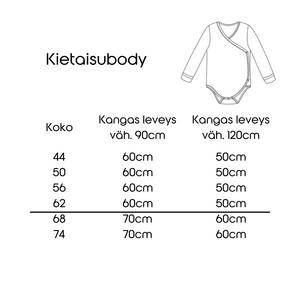 KUPPIKAKKU - vauvan bodyn ompelukaava koot 44-92