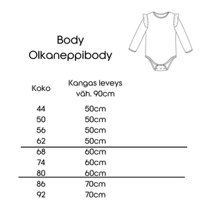 KUPPIKAKKU - vauvan bodyn ompelukaava koot 44-92