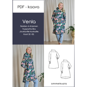 VENLA - Naisten hupparitunikan ompelukaava koot 32-52, PDF