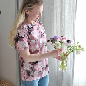 Blossom garden, pastel pink -trikoo 180cm PALA