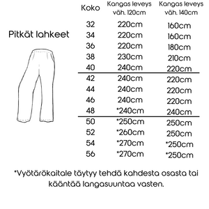 BERTTA - Naisten pellavahousujen ompelukaava koot 32-56, PDF