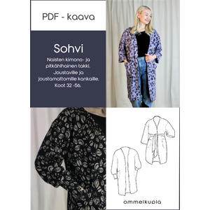 SOHVI - Kimono- ja pitkähihaisen takin ompelukaava koot 32-56 PDF
