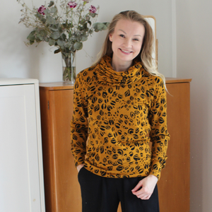 Leopard, okra-musta -merinovilla 160cm PALA