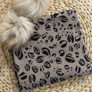 Leopard, meleerattu beige-musta - merinovilla 45cm PALA