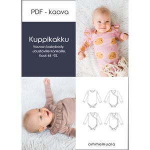 KUPPIKAKKU - Vauvan bodyn ompelukaava koot 44-92, PDF