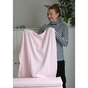 MALLA Vaalea koralli-valkoinen raidallinen -ribbitrikoo 160cm PALA