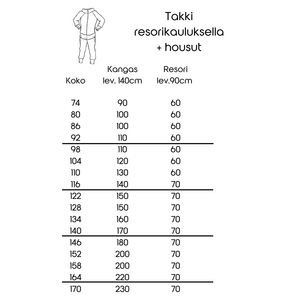 PEHMIS - lasten verkka-asun ompelukaava koot 74-170, PDF