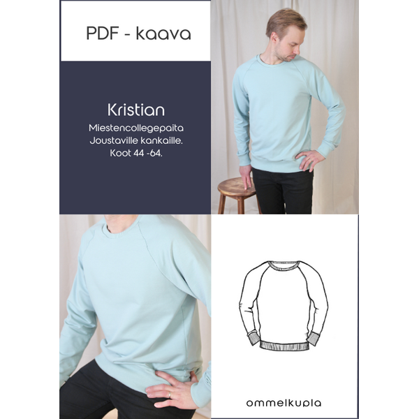 KRISTIAN - Miesten collegepaidan ompelukaava koot 44-64, PDF