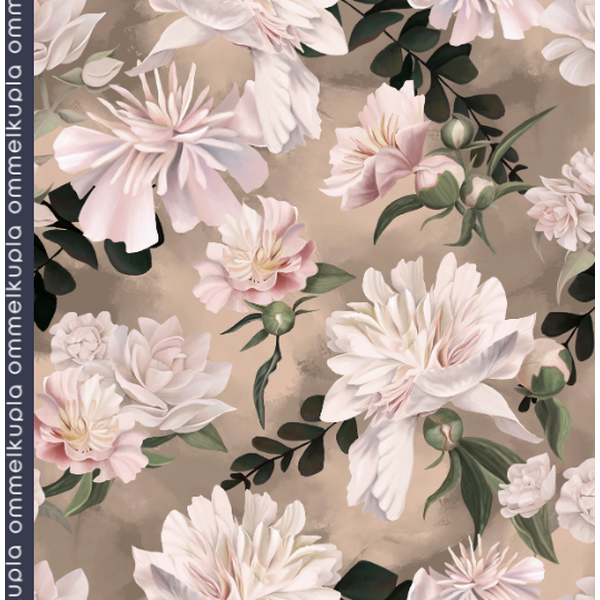 Blossom garden, pastel beige -trikoo 120cm PALA